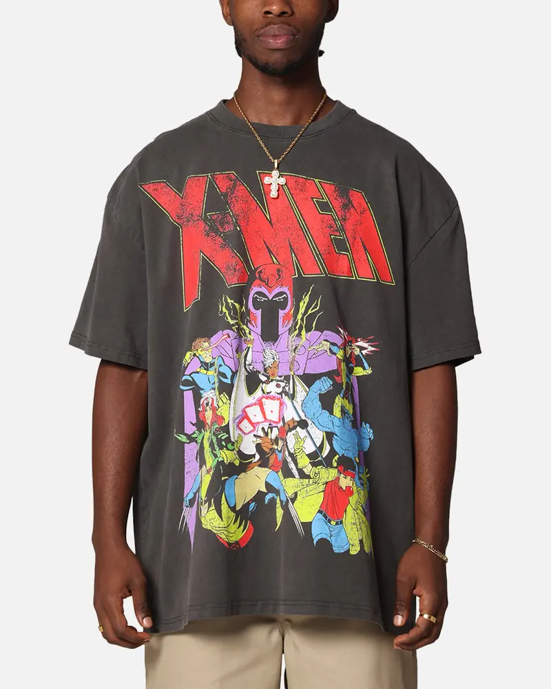 Marvel X-Men The X-Men Heavy T-Shirt Vintage Black Wash 1