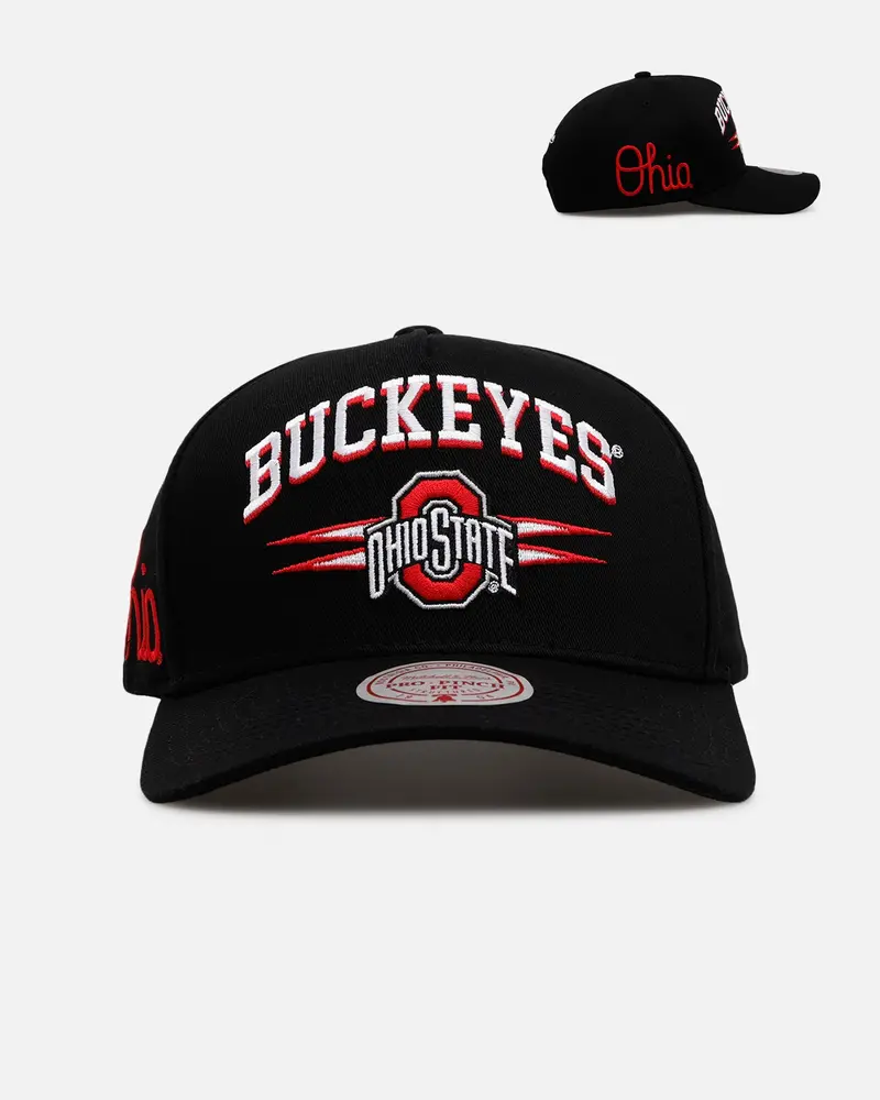 Mitchell & Mess Ohio State Buckeyes 'Shadow Script' Pro Pinch Snapback Black 1