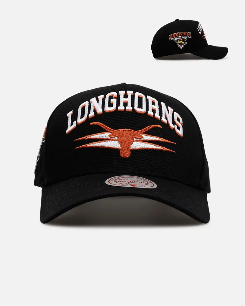 Mitchell & Mess Texas Longhorns 'Shadow Script' Pro Pinch Snapback Black 1