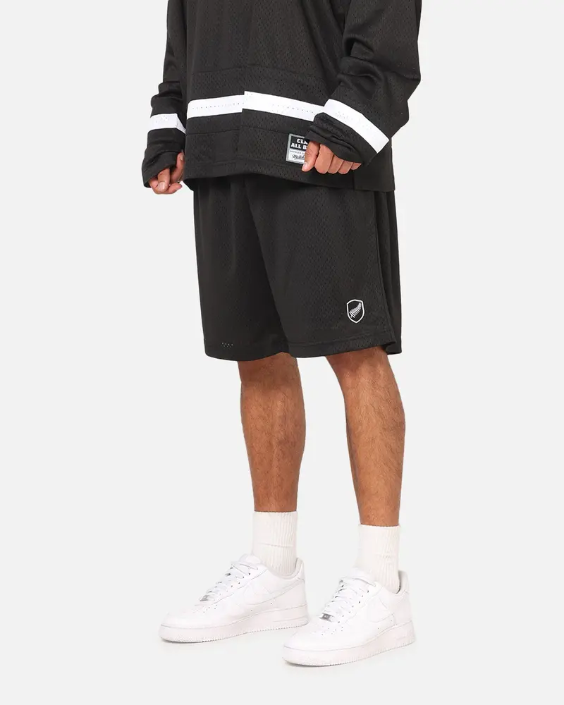 Mitchell & Ness All Black Rugby Union Classic Mesh Shorts Solid Black 1