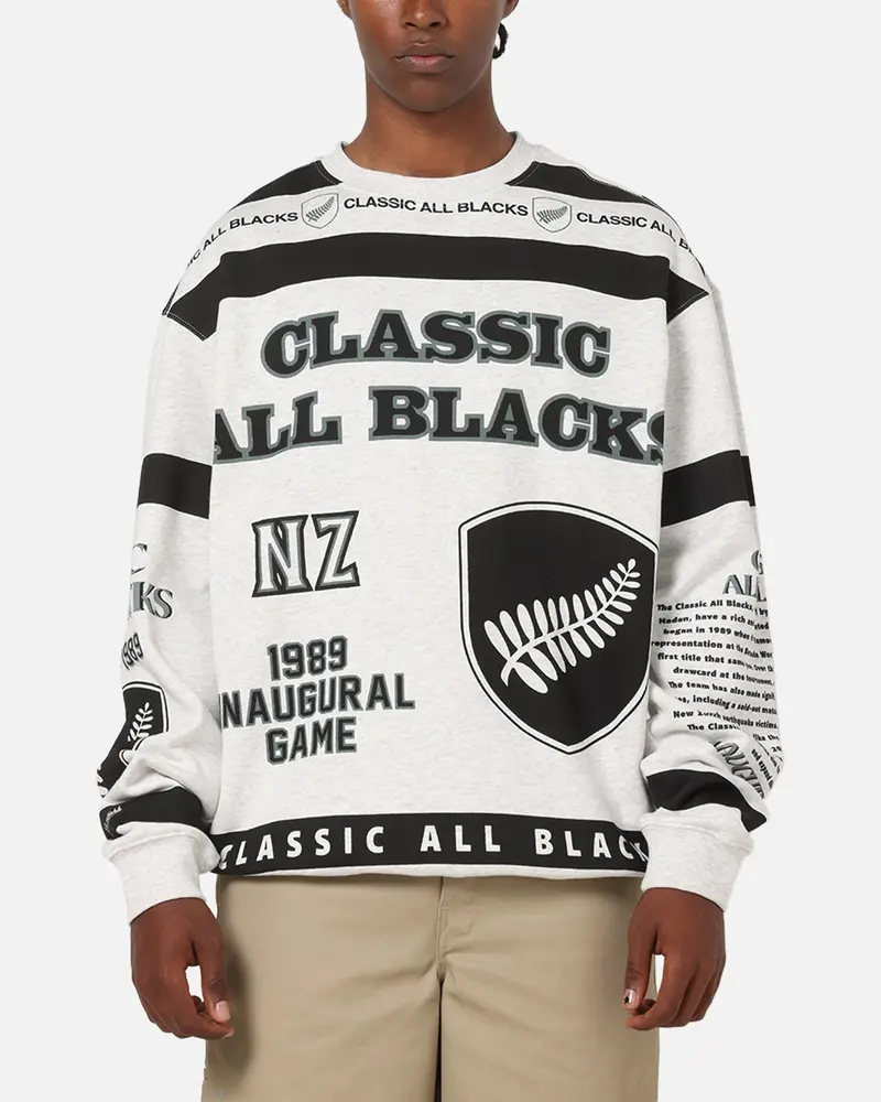 Mitchell & Ness All Blacks Rugby Union Classic Crewneck Silver Marle 1