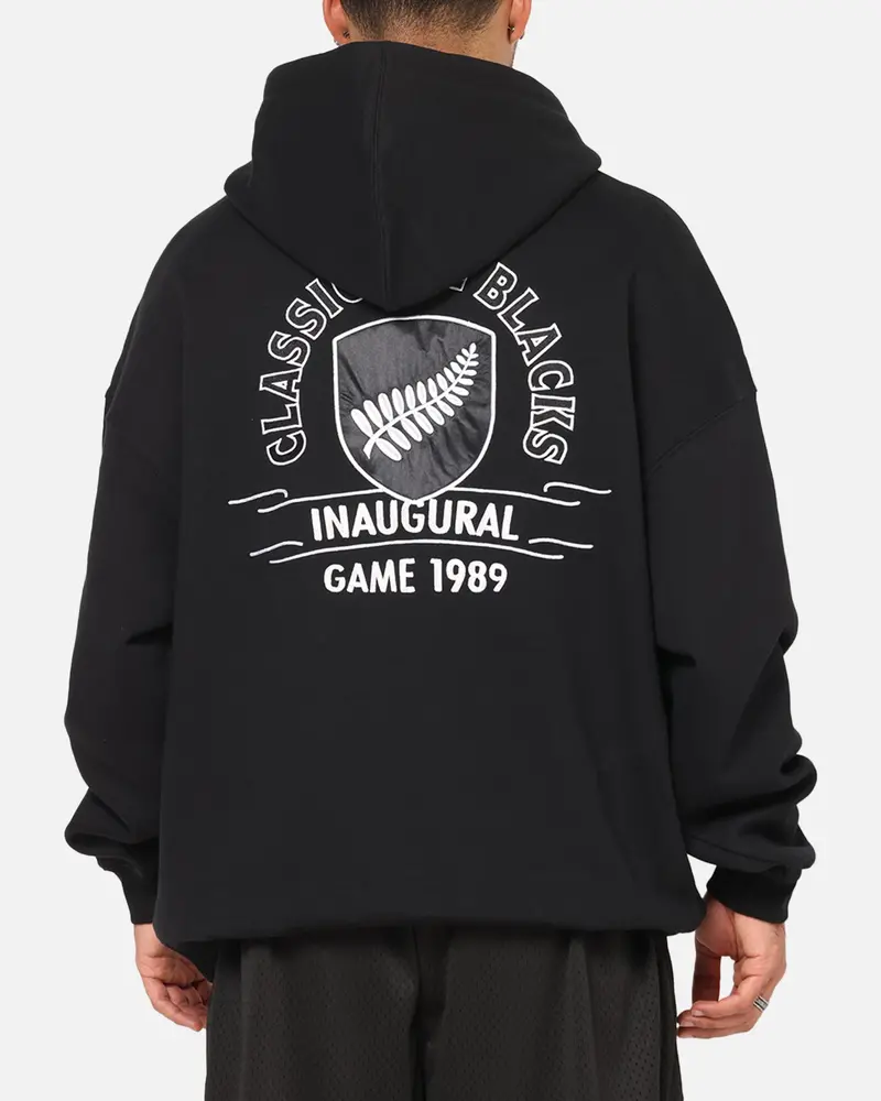 Mitchell & Ness All Blacks Rugby Union Classic Silver Fern Hoodie Solid Black 1