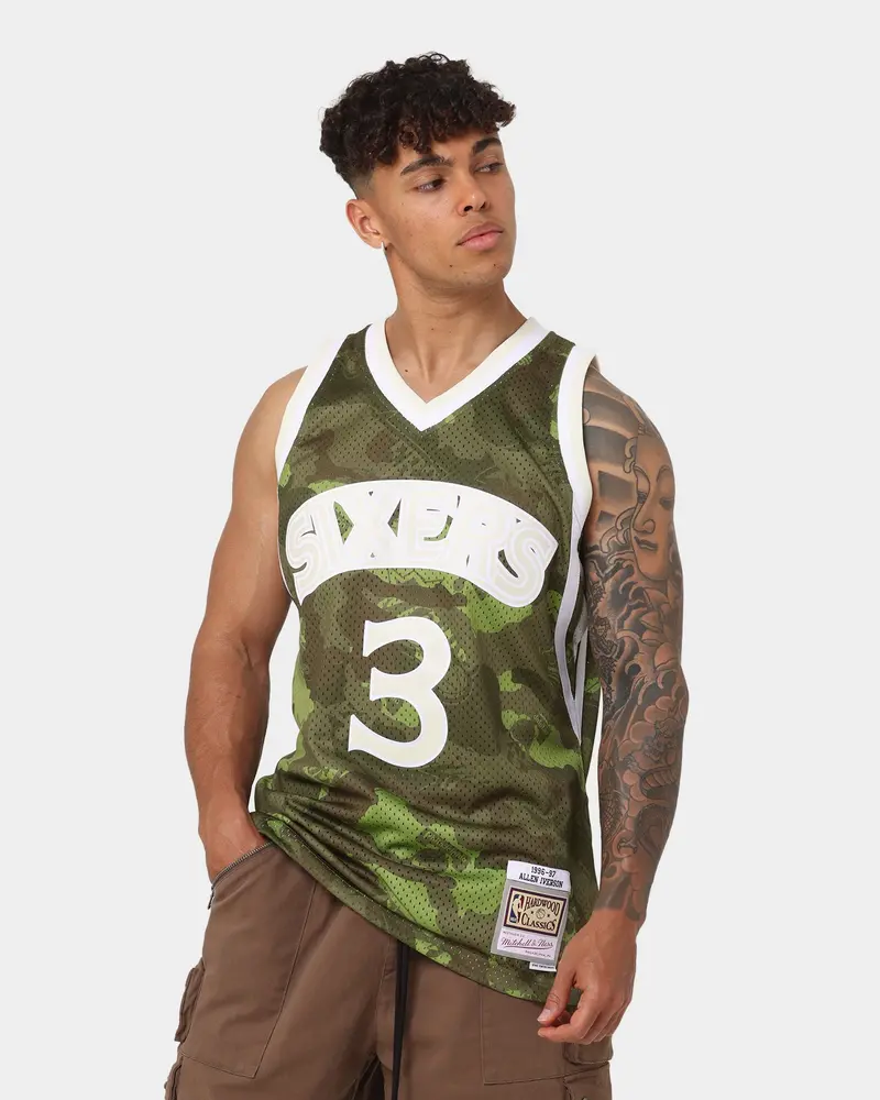 Mitchell & Ness Allen Iverson Philadelphia Sixers '96-'97 Camo Swingman Jersey Green Camo 1