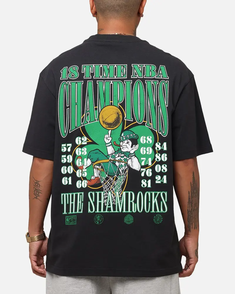 Mitchell & Ness Boston Celtics 18-Time Nba Champions T-Shirt Faded Black 1
