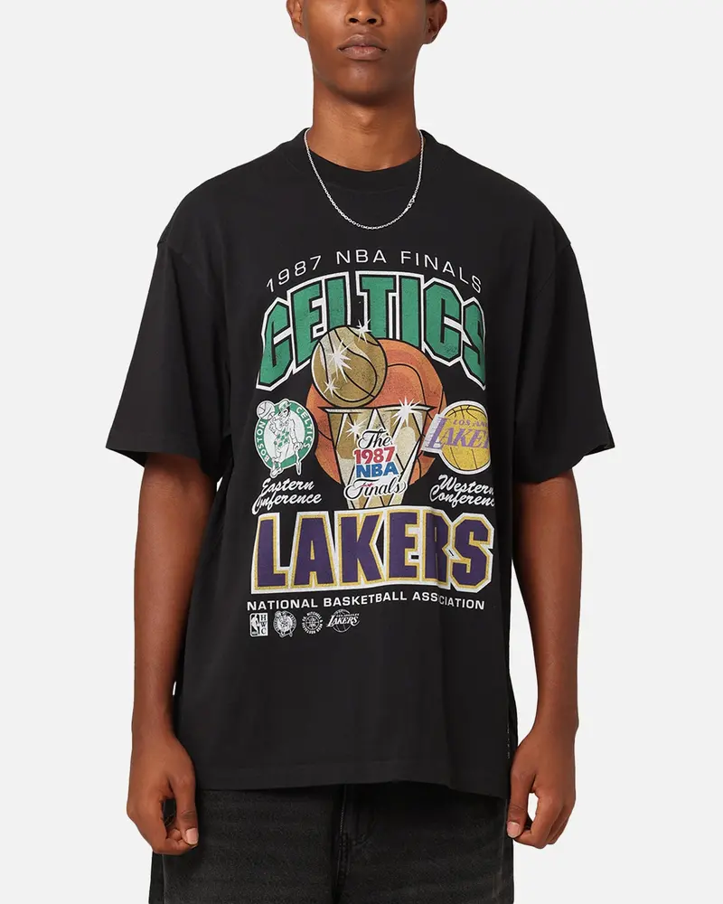 Mitchell & Ness Boston Celtics Vs. Los Angeles Lakers 1987 Finals T-Shirt Faded Black 1