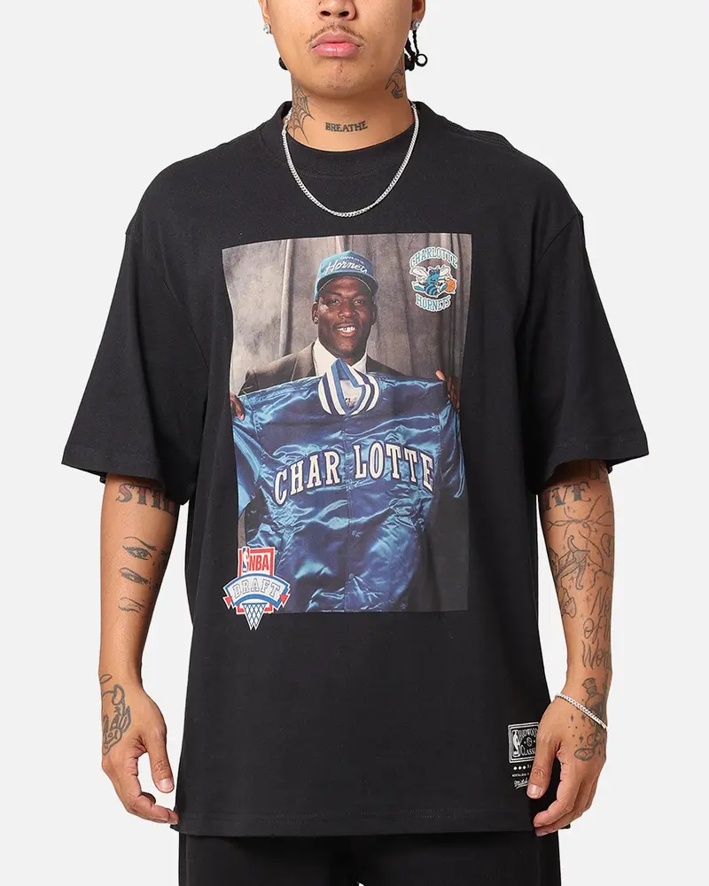 Mitchell & Ness Charlotte Hornets 1991 Nba Draft T-Shirt Faded Black 1