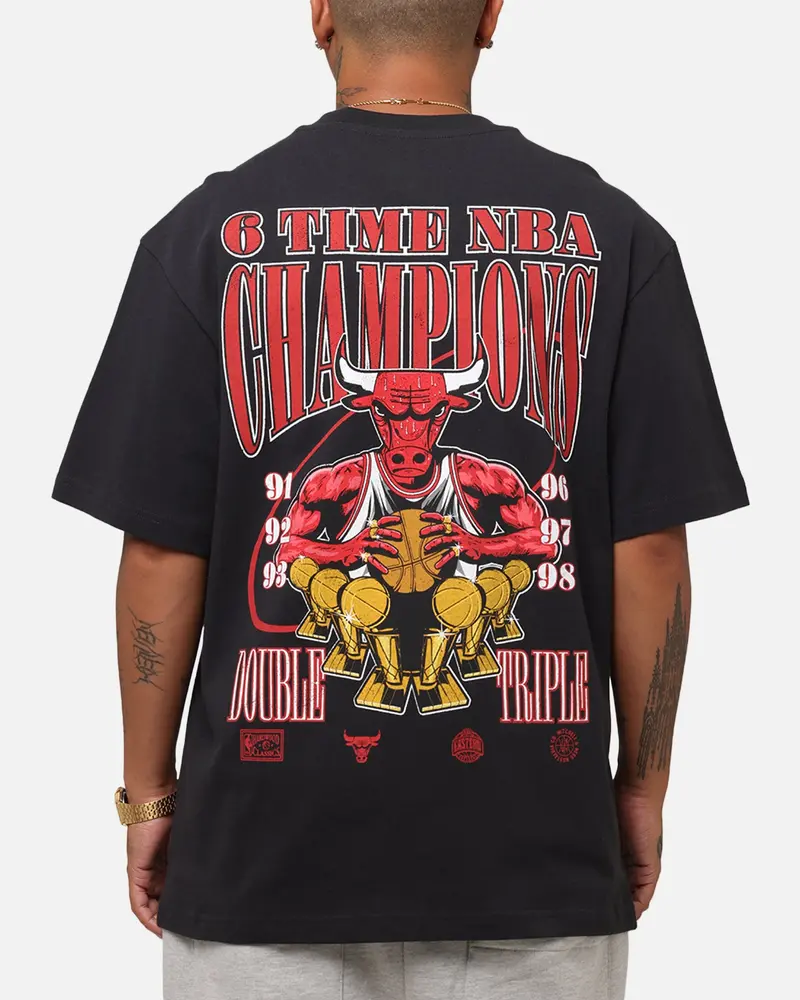 Mitchell & Ness Chicago Bulls 6-Time Nba Champions T-Shirt Faded Black 1