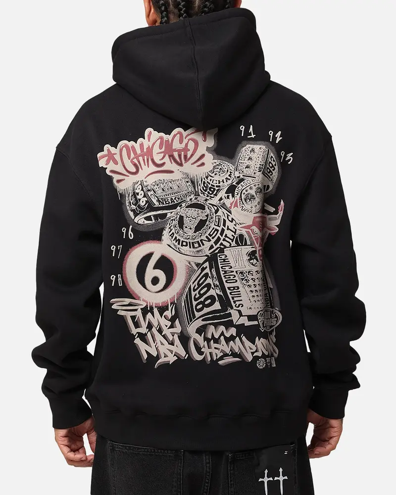 Mitchell & Ness Chicago Bulls Champs Graffiti Hoodie Faded Black 1