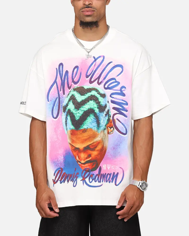 Mitchell & Ness Chicago Bulls Dennis Rodman Airbrushed T-Shirt Vintage White 1