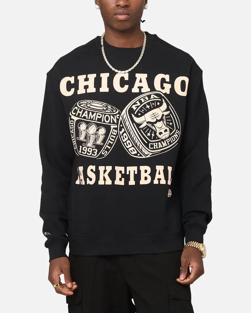 Mitchell & Ness Chicago Bulls Rings Crewneck Black 1