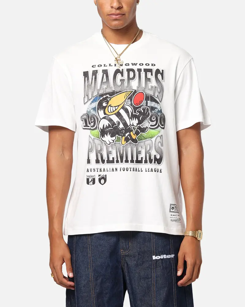 Mitchell & Ness Collingwood Magpies Mascot T-Shirt Vintage White 1