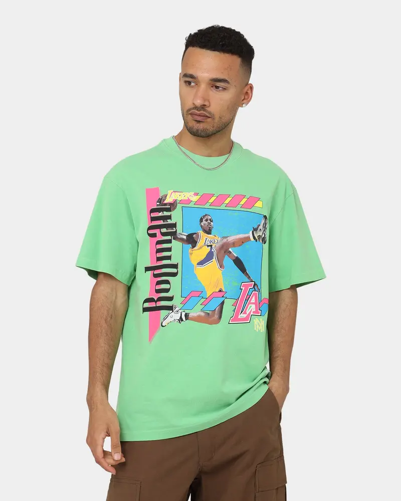 Mitchell & Ness Dennis Rodman Los Angeles Lakers Player Vibes T-Shirt Neon Green 1