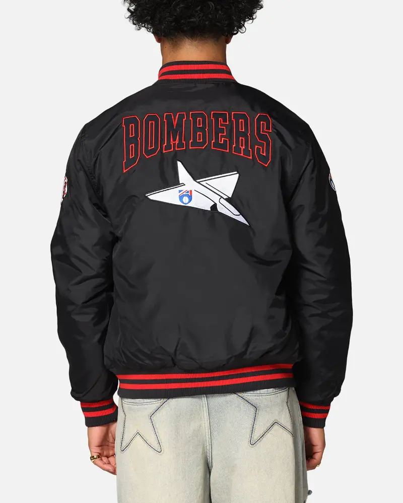 Mitchell & Ness Essendon Bombers Team Bomber Jacket Solid Black 1