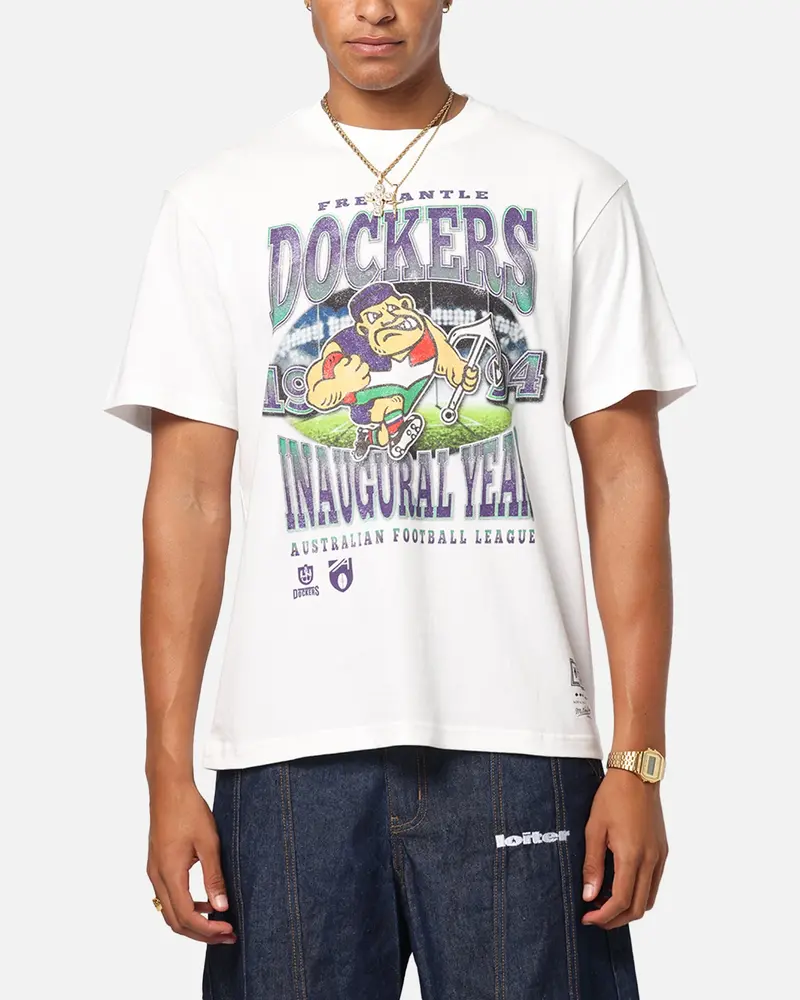 Mitchell & Ness Fremantle Dockers Mascot T-Shirt Vintage White 1