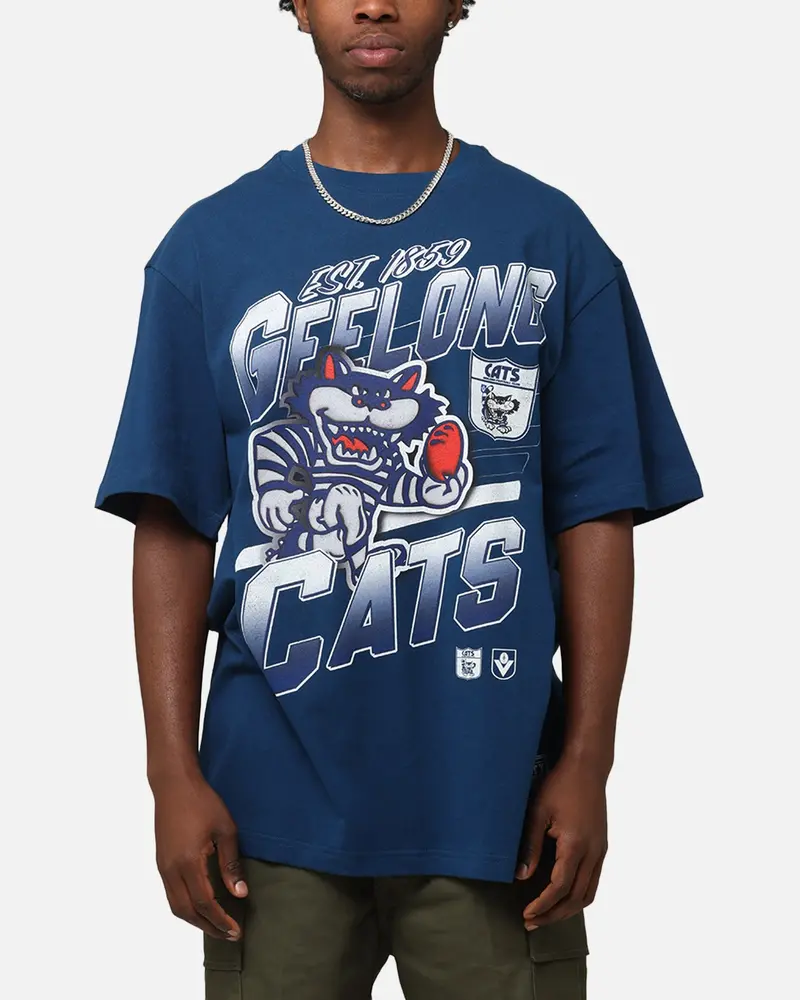 Mitchell & Ness Geelong Cats Mascot Character T-Shirt Blue 1