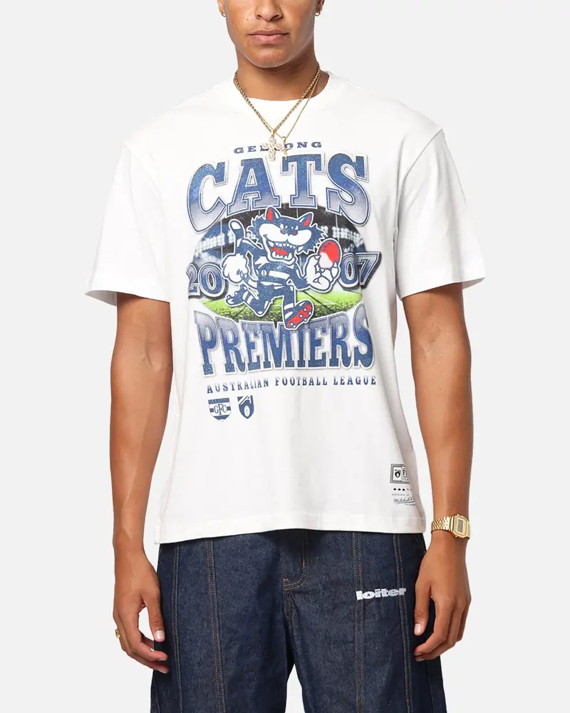 Mitchell & Ness Geelong Cats Mascot T-Shirt Vintage White 1
