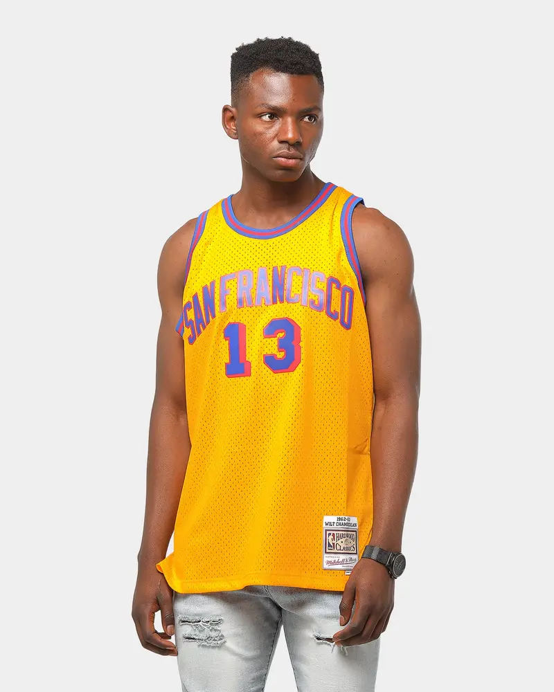Mitchell & Ness Golden State Warriors Wilt Chamberlain #13 Swingman Jersey Yellow 1