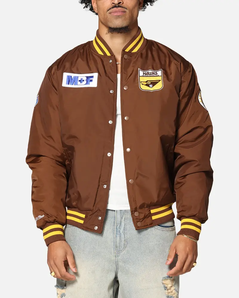 Mitchell & Ness Hawthorn Hawks Team Bomber Jacket Brown 1