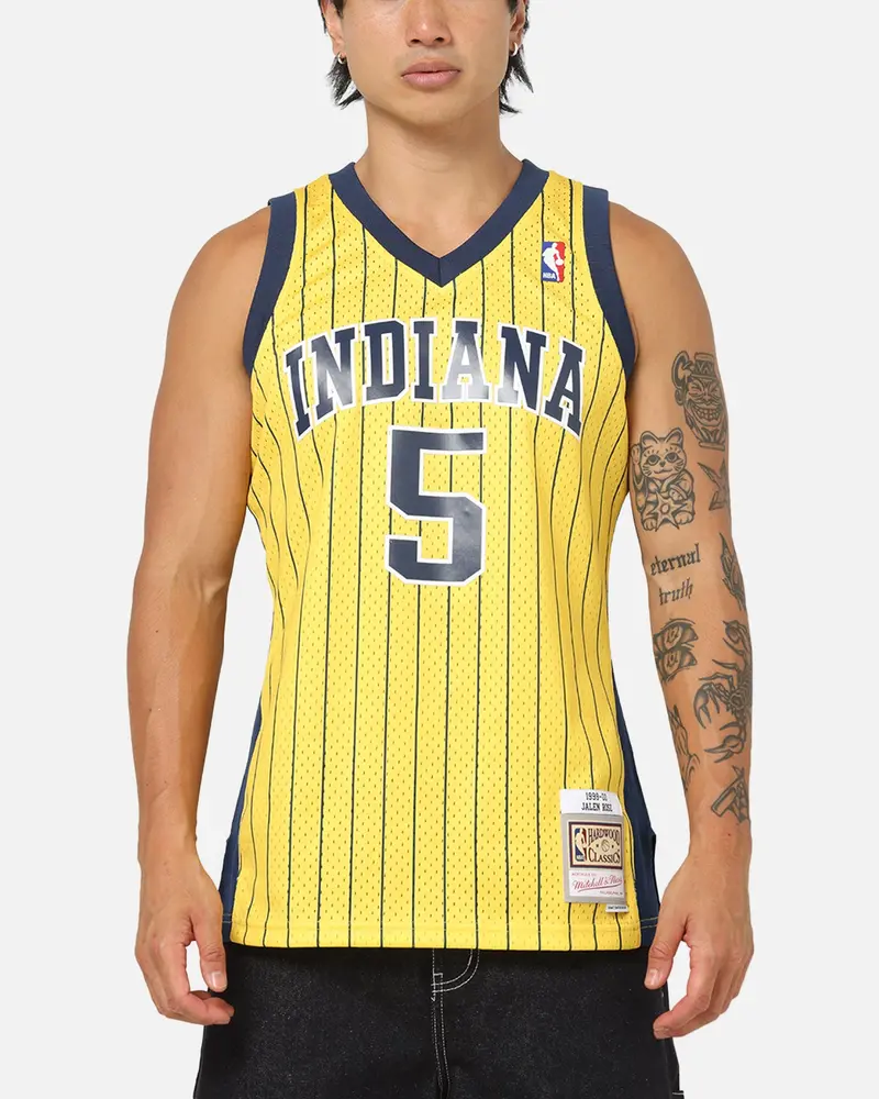 Mitchell & Ness Indiana Pacers Jalen Rose #5 Swingman Road Jersey Yellow 1