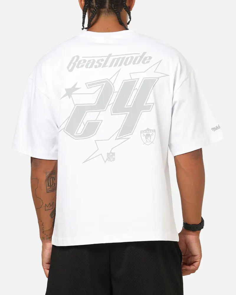 Mitchell & Ness Las Vegas Raiders Beastmode 24 Boxy T-Shirt White 1