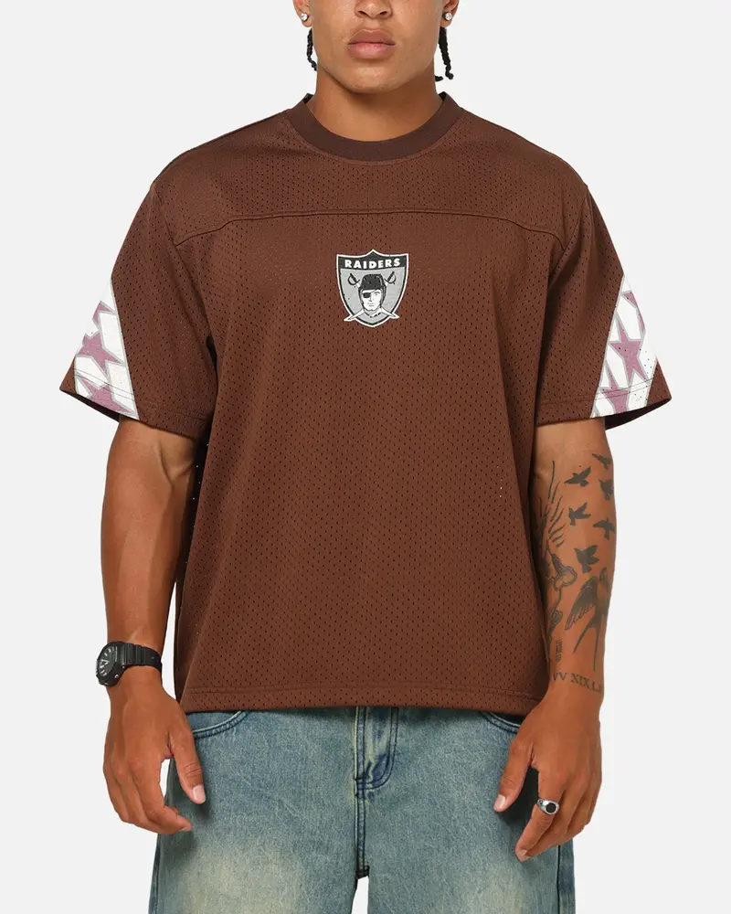 Mitchell & Ness Las Vegas Raiders Beastmode Boxy Mesh T-Shirt Chocolate Brown 1