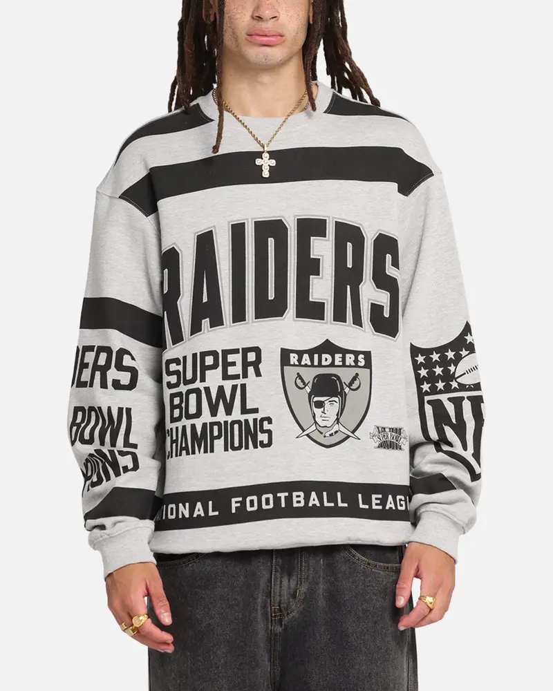 Mitchell & Ness Las Vegas Raiders Letterform Crewneck Grey Marle/Official Team Color 1