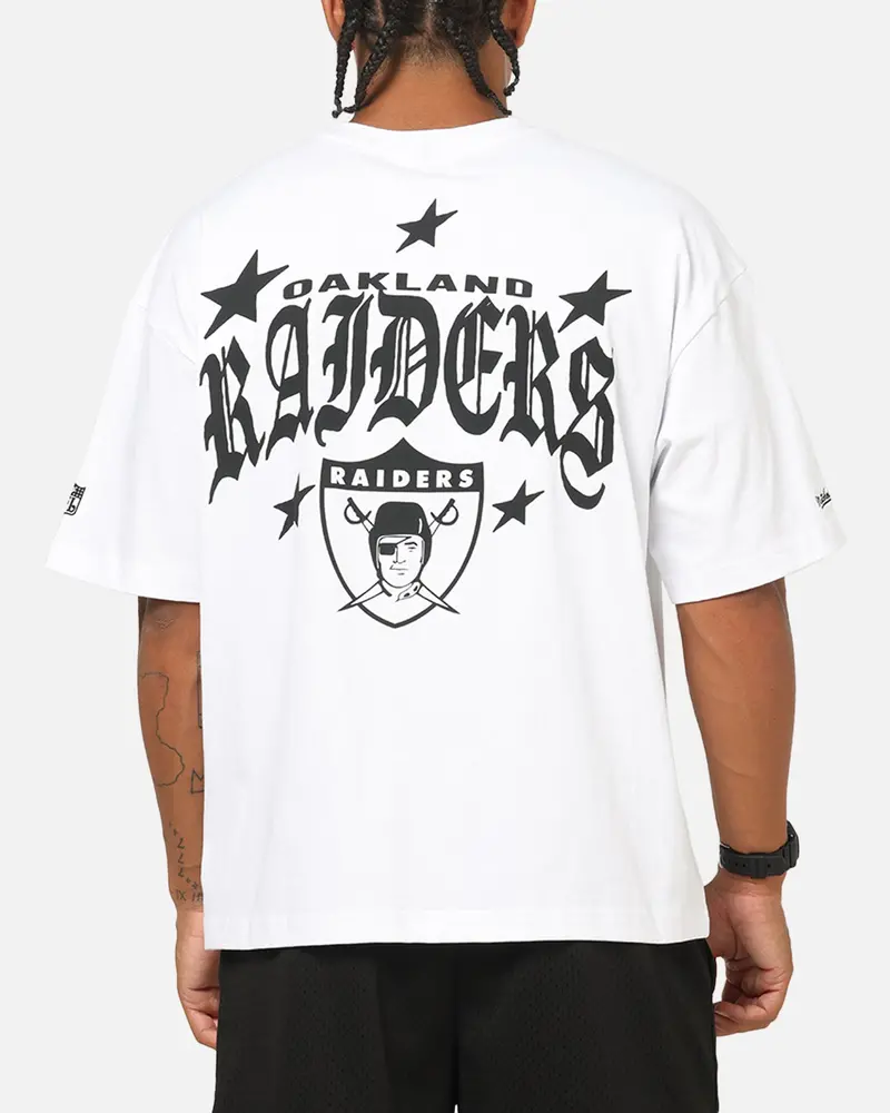 Mitchell & Ness Las Vegas Raiders Stars & Text Boxy T-Shirt White 1