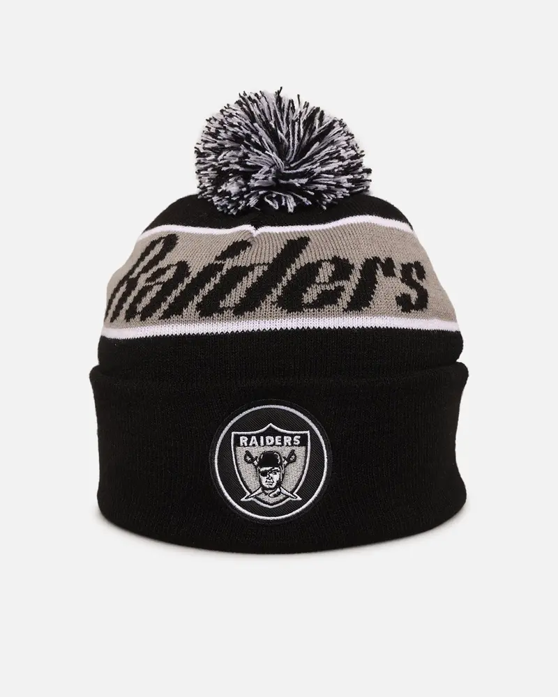 Mitchell & Ness Las Vegas Raiders Team Pom Beanie Black/Grey 1