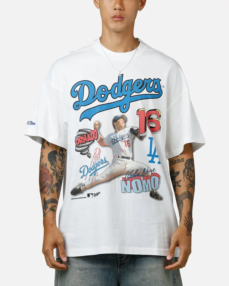 Mitchell & Ness Los Angeles Dodgers Hideo Nomo Tornado T-Shirt Vintage White 1