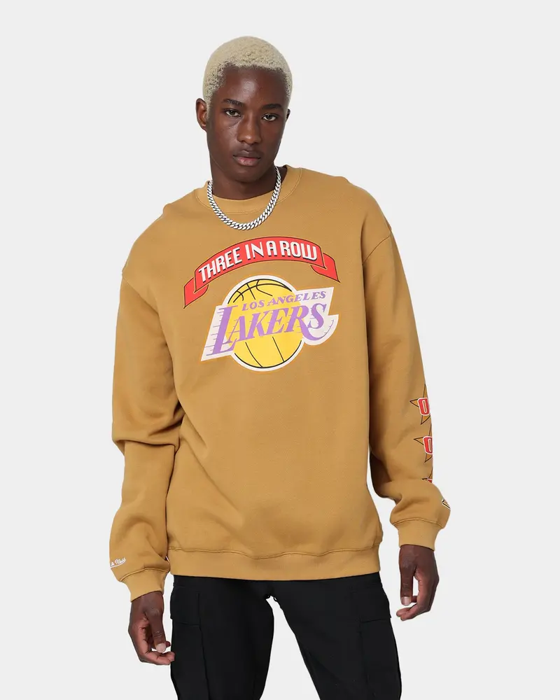 Mitchell & Ness Los Angeles Lakers 3-Peat Crewneck Bone Brown 1