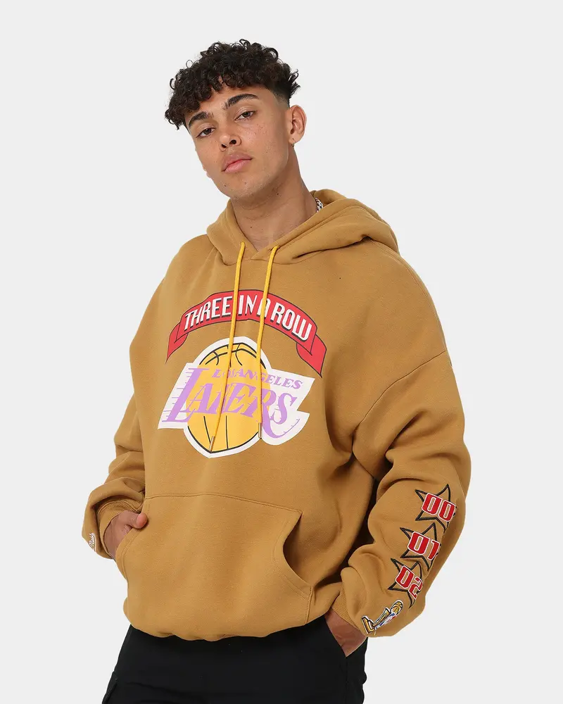 Mitchell & Ness Los Angeles Lakers 3-Peat Hoodie Bone Brown 1