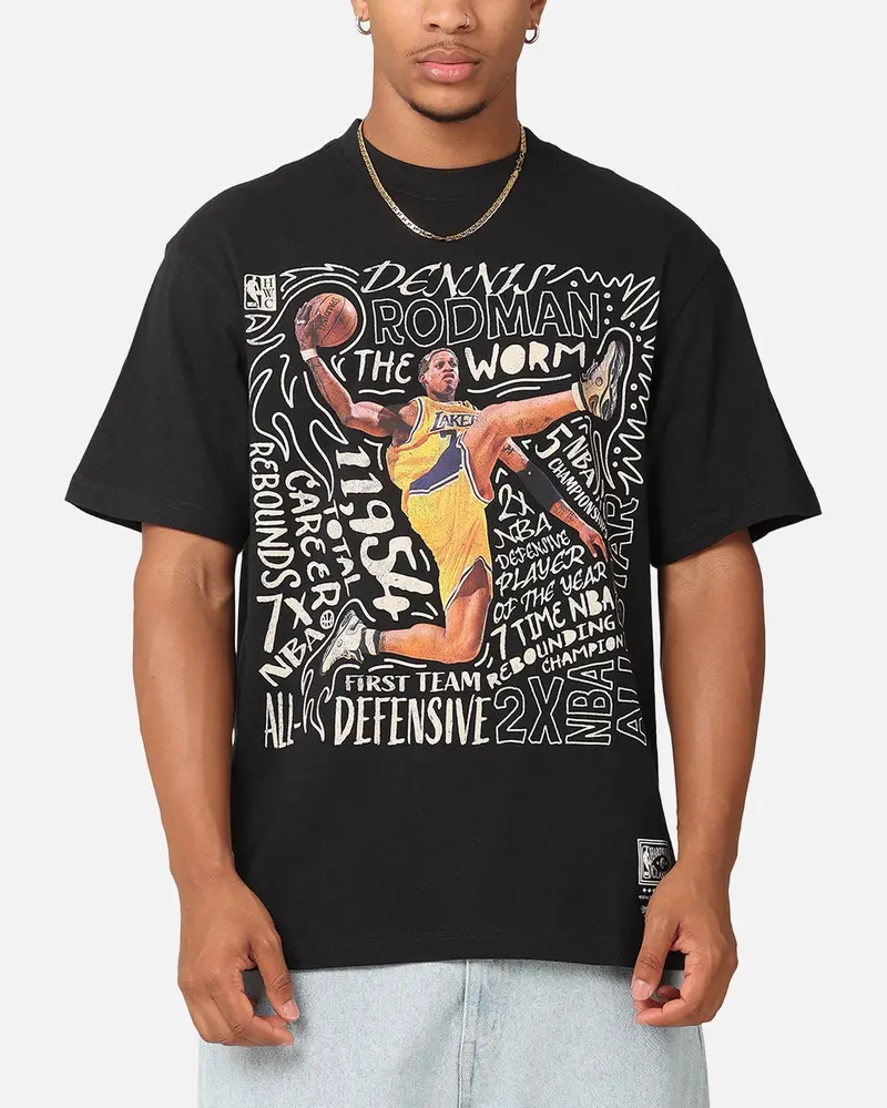 Mitchell & Ness Los Angeles Lakers Dennis Rodman Player Abstract T-Shirt Faded Black 1