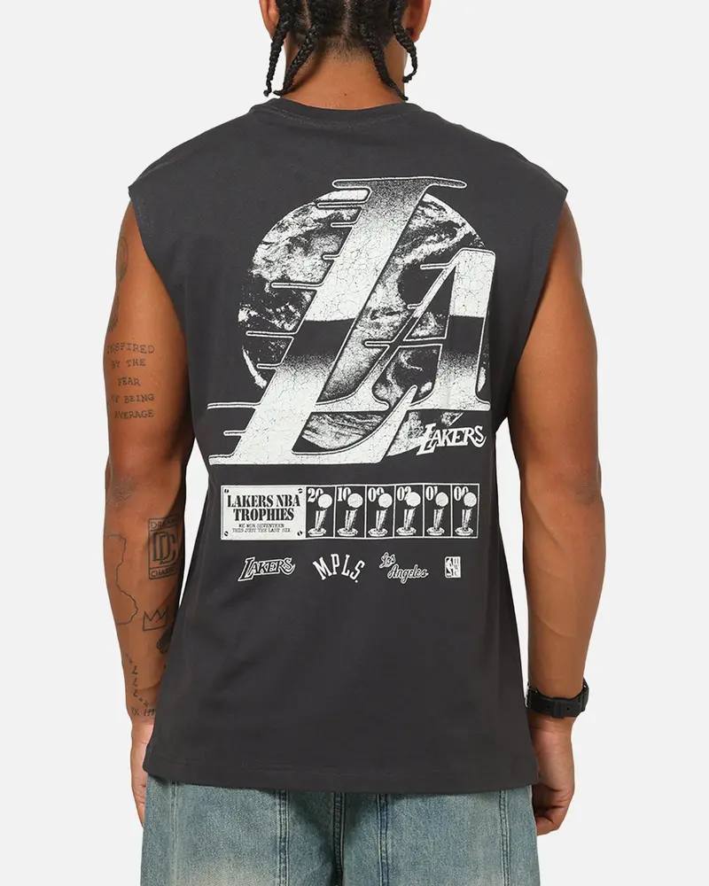 Mitchell & Ness Los Angeles Lakers La Champ Chrome Muscle T-Shirt Washed Black 1