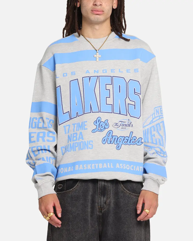 Mitchell & Ness Los Angeles Lakers Letterform Crewneck Grey Marle 1
