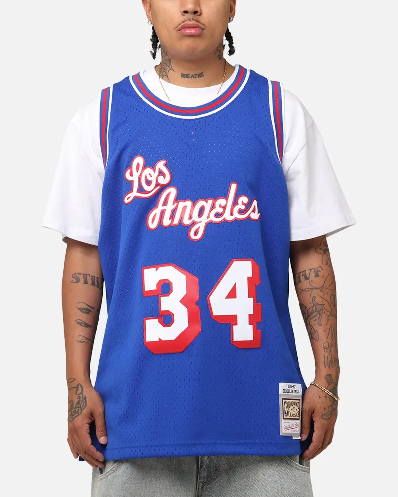 Mitchell & Ness Los Angeles Lakers Shaquille O'neal  #34 'Flags Collection' Jersey Blue 1