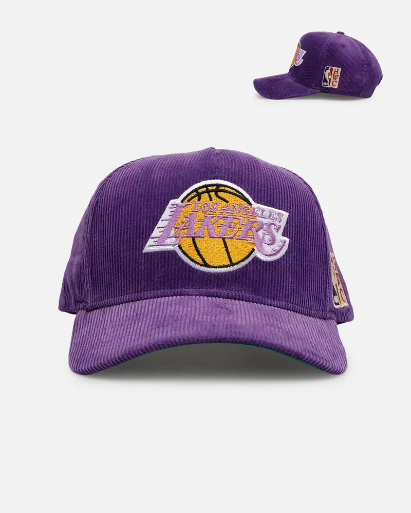 Mitchell & Ness Los Angeles Lakers 'Vintage Cord' Pro Pinch Corduroy Snapback Purple 1