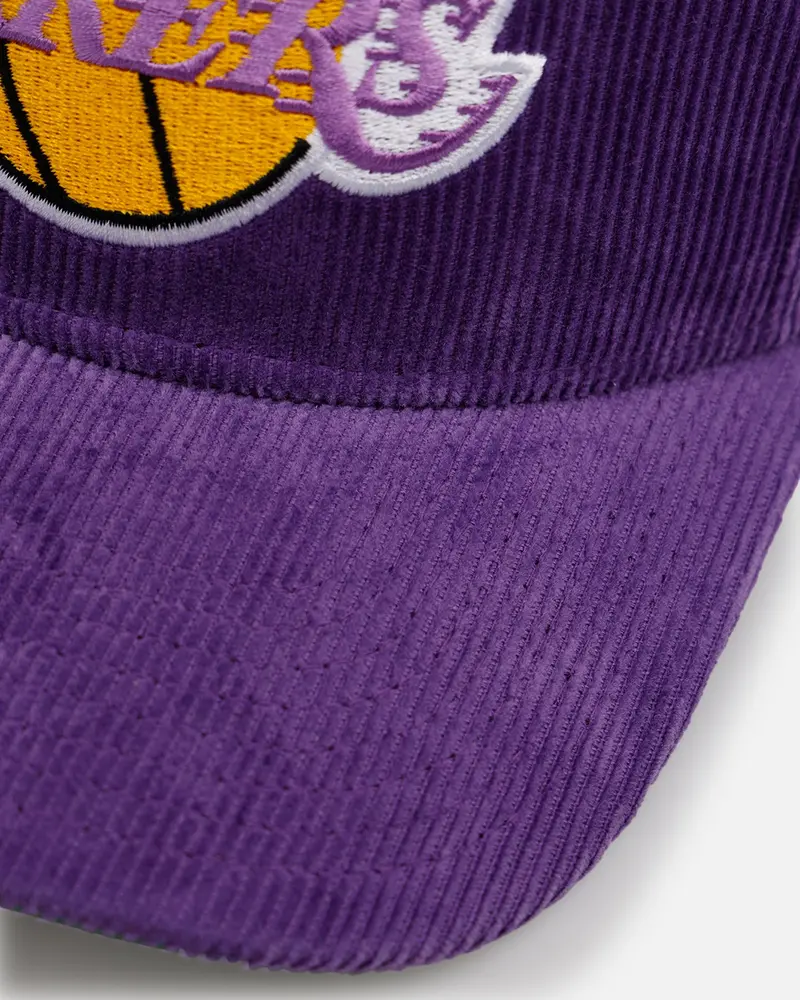 Mitchell & Ness Los Angeles Lakers 'Vintage Cord' Pro Pinch Corduroy Snapback Purple 2