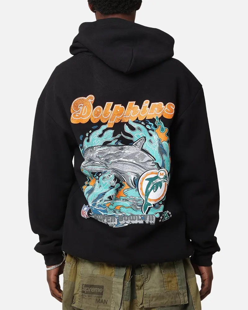 Mitchell & Ness Miami Dolphins 'Alter Ego' Flames Hoodie Faded Black 1