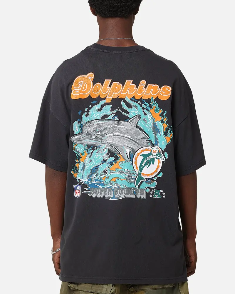 Mitchell & Ness Miami Dolphins 'Alter Ego' Flames T-Shirt Faded Black 1