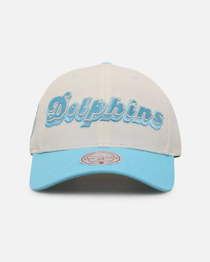 Mitchell & Ness Miami Dolphins 'Sky Blue' Pro Crown Snapback White Cream/Blue 1