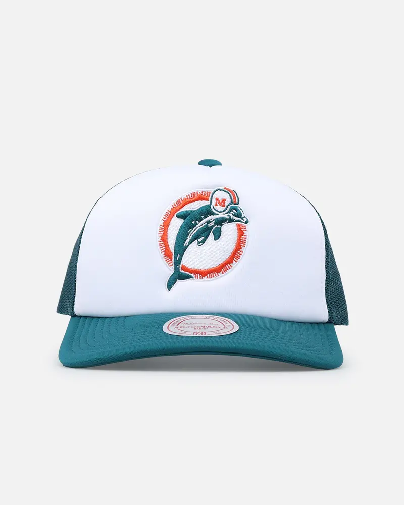 Mitchell & Ness Miami Dolphins Team Foam Trucker Snapback Teal/White 1