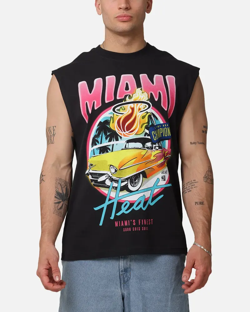 Mitchell & Ness Miami Heat Cruising Muscle T-Shirt Faded Black 1