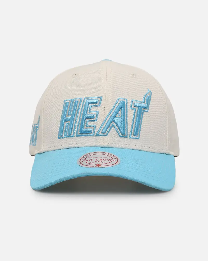 Mitchell & Ness Miami Heat 'Sky Blue' Pro Crown Snapback White Cream/Blue 1