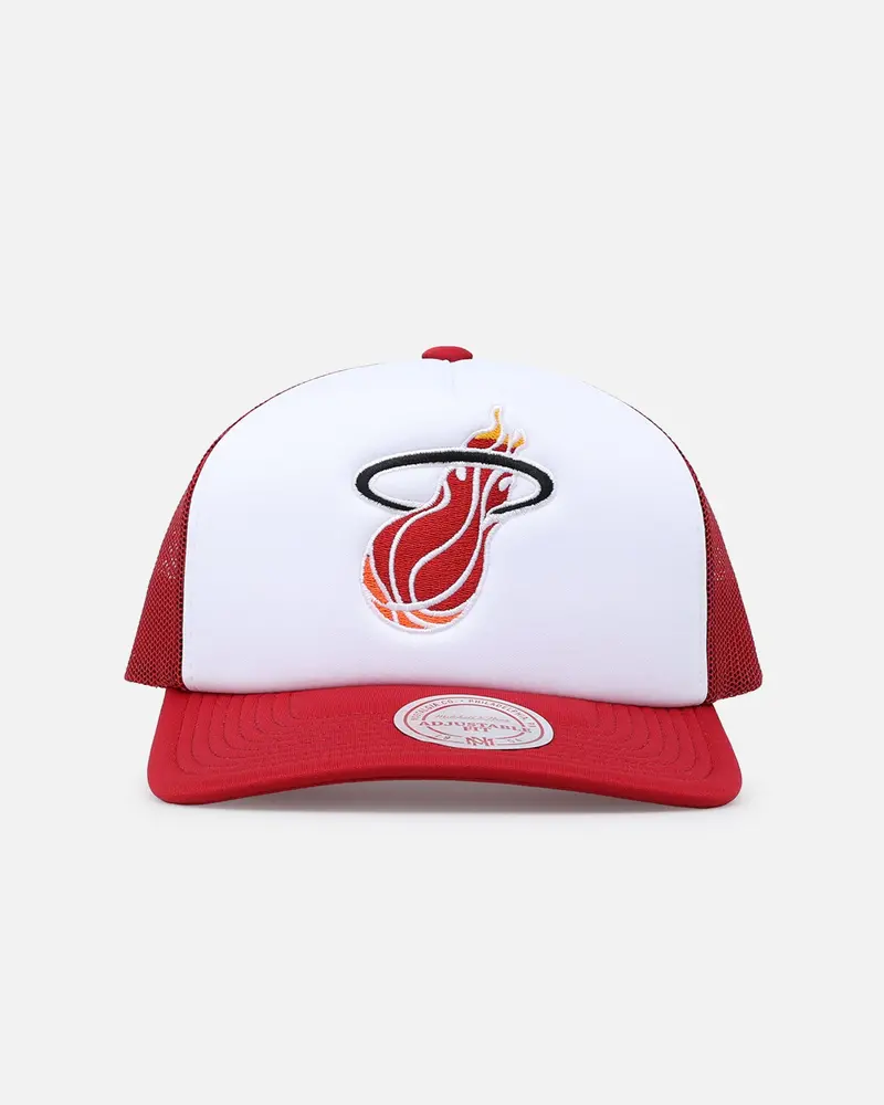 Mitchell & Ness Miami Heat Team Foam Trucker Snapback Red/White 1