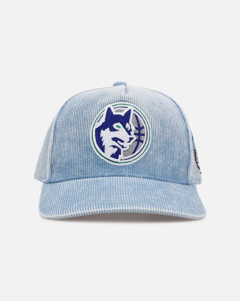 Mitchell & Ness Minnesota Timberwolves 'Dusty Cord' Pro Pinch Snapback Light Blue 1
