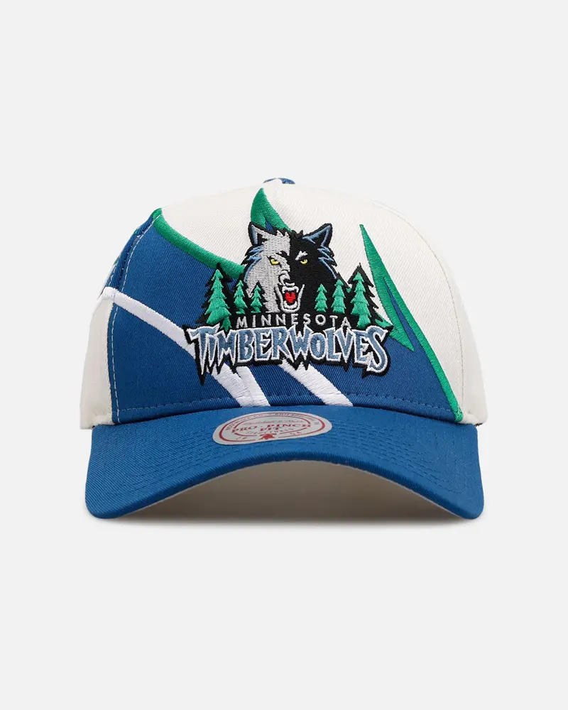 Mitchell & Ness Minnesota Timberwolves 'Shark Tooth' Pro Pinch Snapback Cream/Blue 1