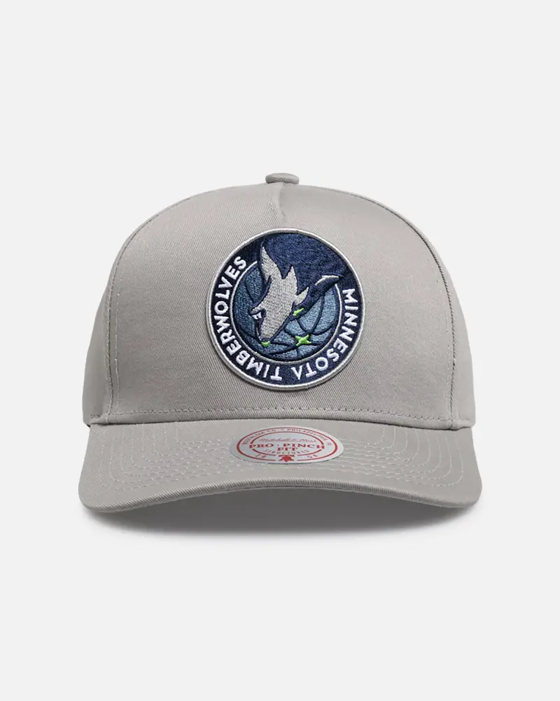 Mitchell & Ness Minnesota Timberwolves 'Upside Down Logo' Pro Pinch Snapback Grey 1