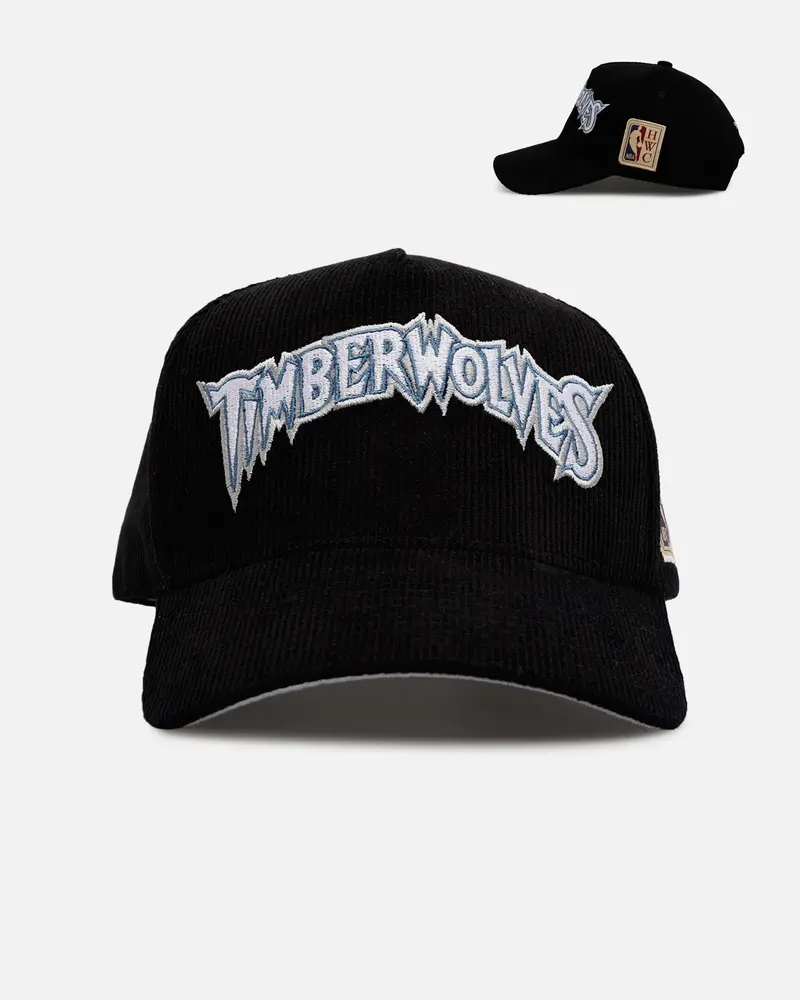 Mitchell & Ness Minnesota Timberwolves 'Vintage Cord' Pro Pinch Corduroy Snapback Black 1