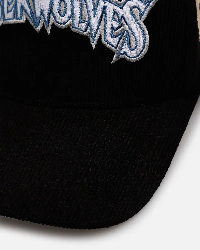 Mitchell & Ness Minnesota Timberwolves 'Vintage Cord' Pro Pinch Corduroy Snapback Black 2