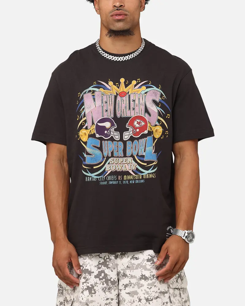 Mitchell & Ness New Orleans 1970 Super Bowl Iv Match Up T-Shirt Faded Black 1